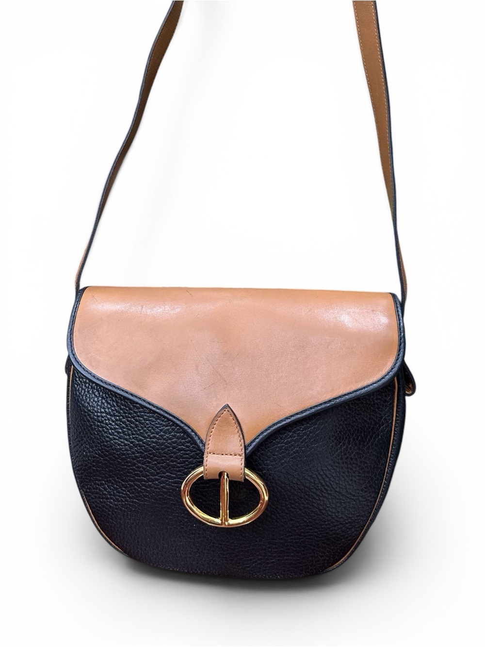 Vintage Christian Dior Leather Crossbody Saddle Bag With Detachable Pouch